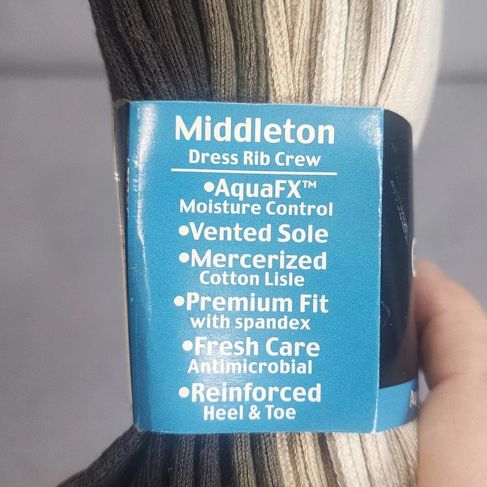 Gold Toe Middleton Dress Rib‎ Crew Socks Multi Color Mens 10-13 3-Pack